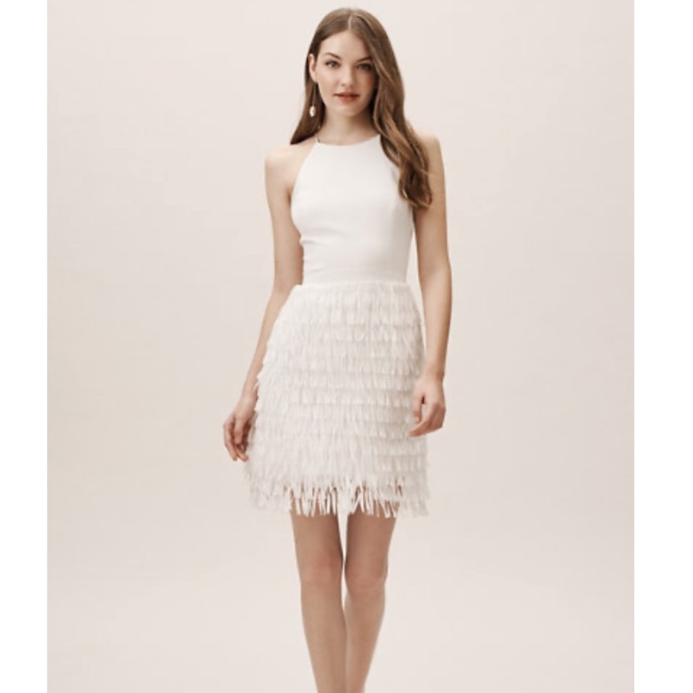 Aidan Mattox Promenade Fringe Dress White